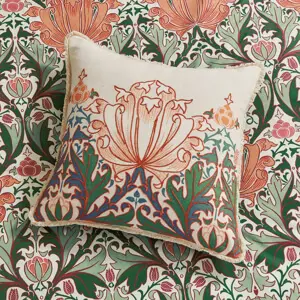 Morris & Co Helena Peach & Teal Cushion